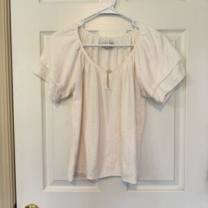 Madewell Texture & Thread Tiered Sleeve Top Cream Size XS Boho Peasant Cottage
